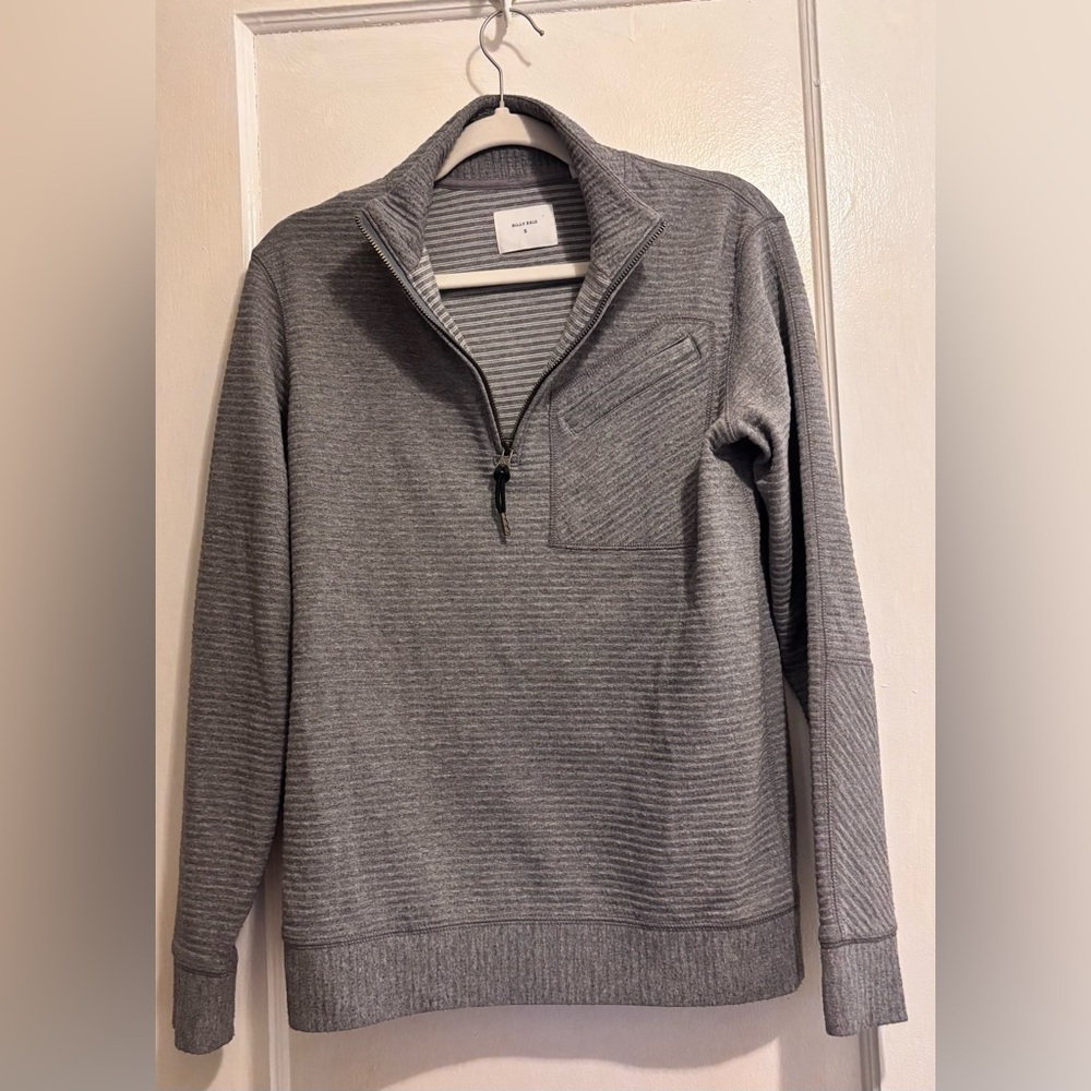 Billy Reid Quilted Half Zip Pullover Sweater Gray Men’s Small Luxury